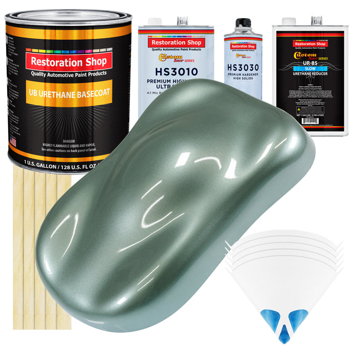 Slate Green Metallic - Urethane Basecoat with Premium Clearcoat Auto Paint (Complete Slow Gallon Paint Kit) Professional High Gloss Automotive Coating