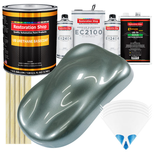 Steel Gray Metallic Urethane Basecoat with European Clearcoat Auto Paint - Complete Gallon Paint Color Kit - Automotive Refinish Coating