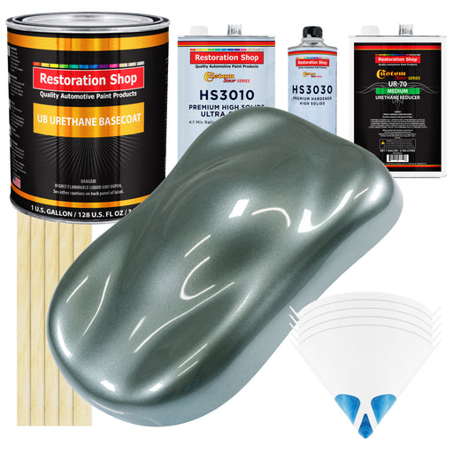 Steel Gray Metallic - Urethane Basecoat with Premium Clearcoat Auto Paint - Complete Medium Gallon Paint Kit - Professional Gloss Automotive Coating