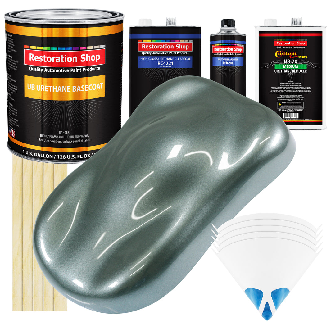 Steel Gray Metallic - Urethane Basecoat with Clearcoat Auto Paint - Complete Medium Gallon Paint Kit - Professional Gloss Automotive Car Truck Coating