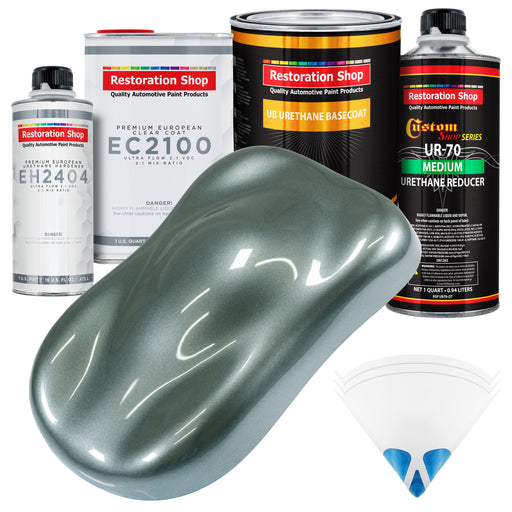 Steel Gray Metallic Urethane Basecoat with European Clearcoat Auto Paint - Complete Quart Paint Color Kit - Automotive Refinish Coating