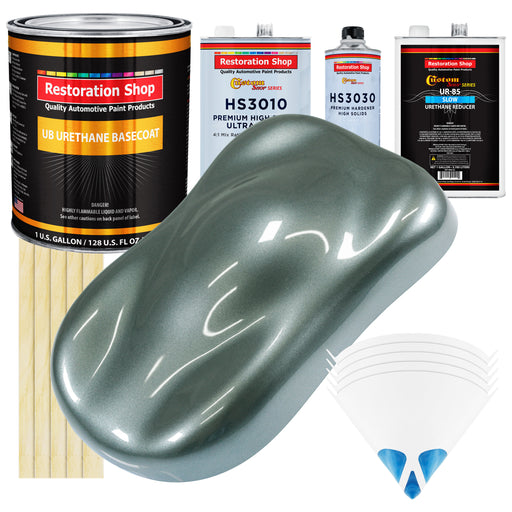 Steel Gray Metallic - Urethane Basecoat with Premium Clearcoat Auto Paint (Complete Slow Gallon Paint Kit) Professional High Gloss Automotive Coating