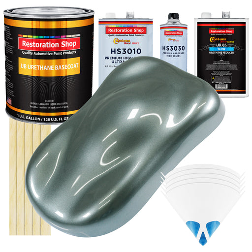 Steel Gray Metallic - Urethane Basecoat with Premium Clearcoat Auto Paint (Complete Slow Gallon Paint Kit) Professional High Gloss Automotive Coating