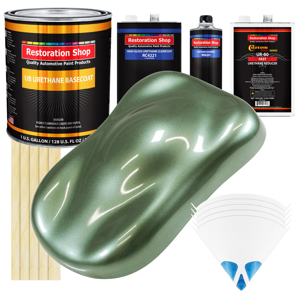 Fern Green Metallic - Urethane Basecoat with Clearcoat Auto Paint - Complete Fast Gallon Paint Kit - Professional Gloss Automotive Car Truck Coating