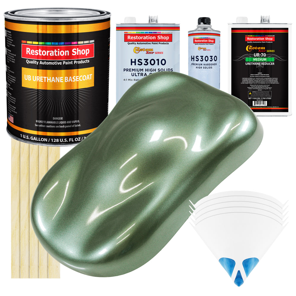 Fern Green Metallic - Urethane Basecoat with Premium Clearcoat Auto Paint - Complete Medium Gallon Paint Kit - Professional Gloss Automotive Coating