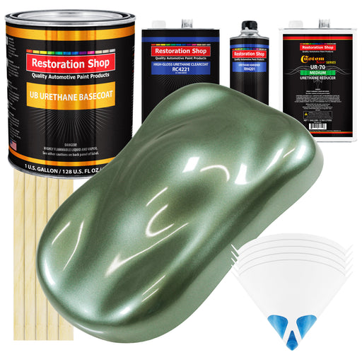 Fern Green Metallic - Urethane Basecoat with Clearcoat Auto Paint - Complete Medium Gallon Paint Kit - Professional Gloss Automotive Car Truck Coating