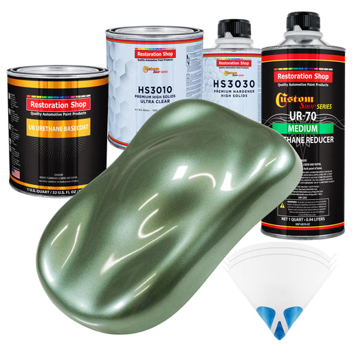 Fern Green Metallic - Urethane Basecoat with Premium Clearcoat Auto Paint (Complete Medium Quart Paint Kit) Professional High Gloss Automotive Coating