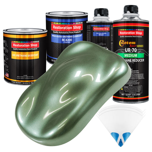 Fern Green Metallic - Urethane Basecoat with Clearcoat Auto Paint - Complete Medium Quart Paint Kit - Professional Gloss Automotive Car Truck Coating