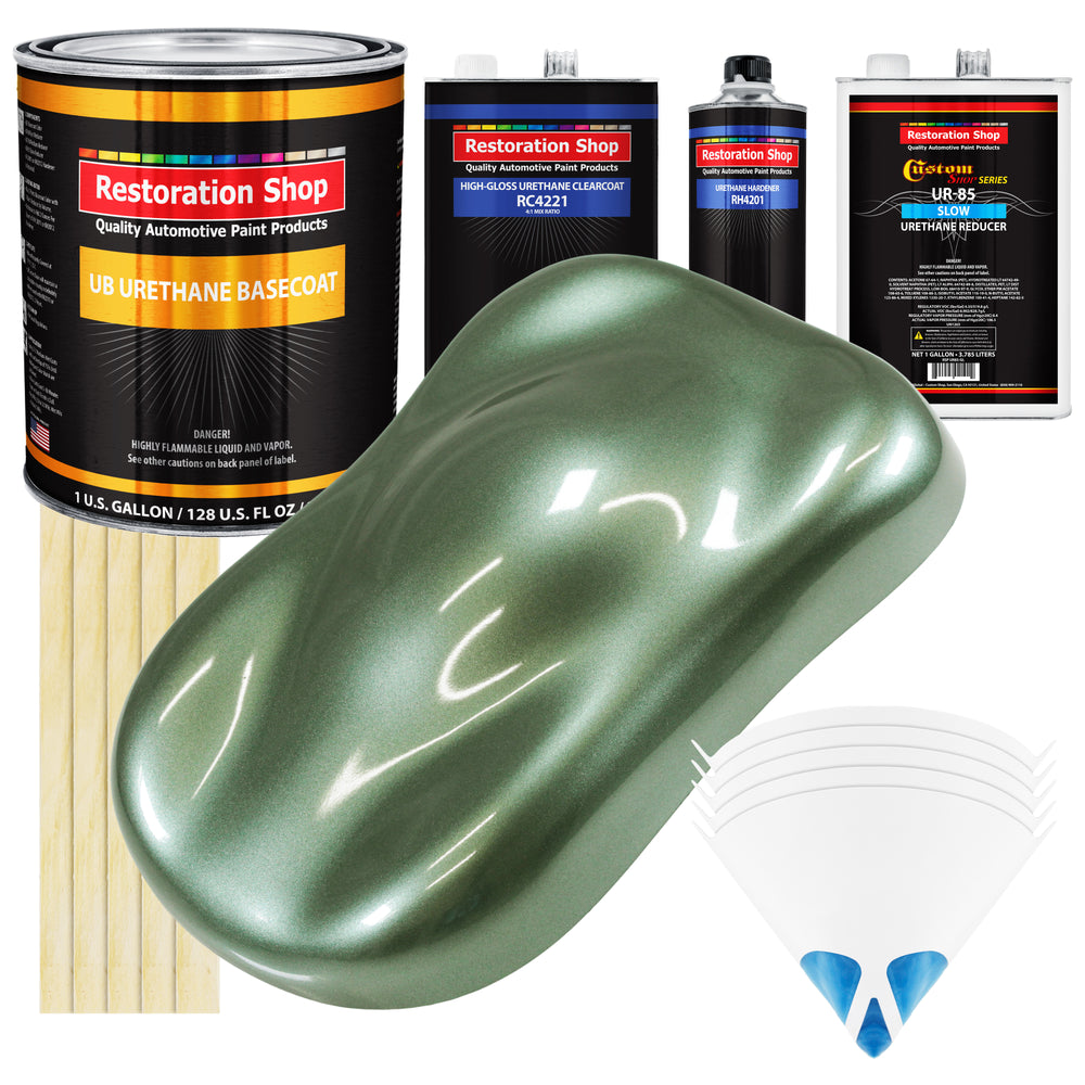 Fern Green Metallic - Urethane Basecoat with Clearcoat Auto Paint - Complete Slow Gallon Paint Kit - Professional Gloss Automotive Car Truck Coating