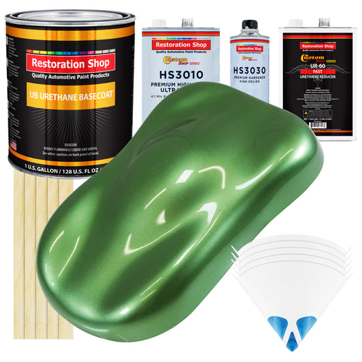 Medium Green Metallic - Urethane Basecoat with Premium Clearcoat Auto Paint - Complete Fast Gallon Paint Kit - Professional Gloss Automotive Coating