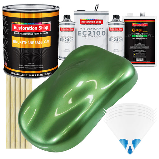 Medium Green Metallic Urethane Basecoat with European Clearcoat Auto Paint - Complete Gallon Paint Color Kit - Automotive Refinish Coating