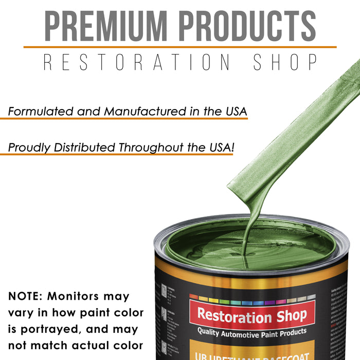 Medium Green Metallic - Urethane Basecoat with Clearcoat Auto Paint, 1 Gallon Kit - Complete Medium Gallon Paint Kit - Pro Automotive Coating