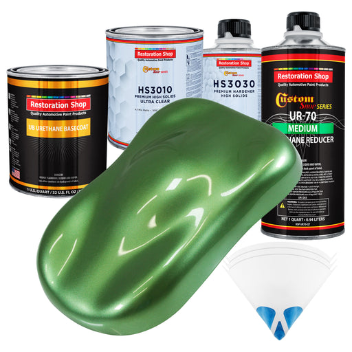 Medium Green Metallic - Urethane Basecoat with Premium Clearcoat Auto Paint - Complete Medium Quart Paint Kit - Professional Gloss Automotive Coating