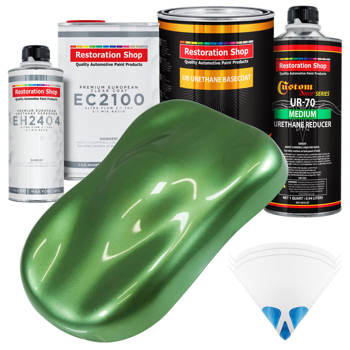 Medium Green Metallic Urethane Basecoat with European Clearcoat Auto Paint - Complete Quart Paint Color Kit - Automotive Refinish Coating