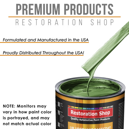 Medium Green Metallic - Urethane Basecoat with Clearcoat Auto Paint, 1 Quart Kit - Complete Medium Quart Paint Kit - Professional Automotive Coating