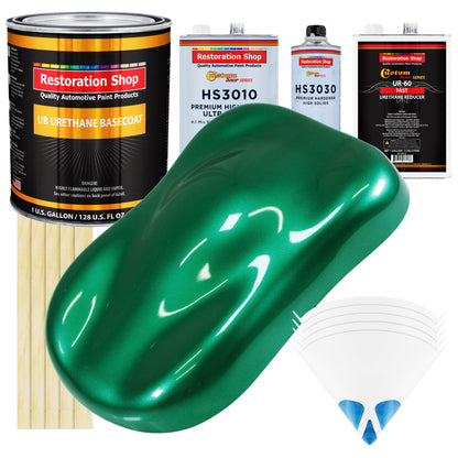 Rally Green Metallic - Urethane Basecoat with Premium Clearcoat Auto Paint (Complete Fast Gallon Paint Kit) Professional High Gloss Automotive Coating