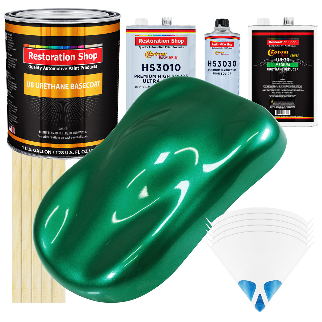 Rally Green Metallic - Urethane Basecoat with Premium Clearcoat Auto Paint - Complete Medium Gallon Paint Kit - Professional Gloss Automotive Coating