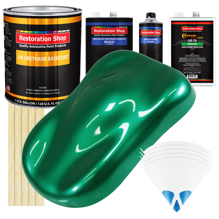 Rally Green Metallic - Urethane Basecoat with Clearcoat Auto Paint (Complete Medium Gallon Paint Kit) Professional Gloss Automotive Car Truck Coating