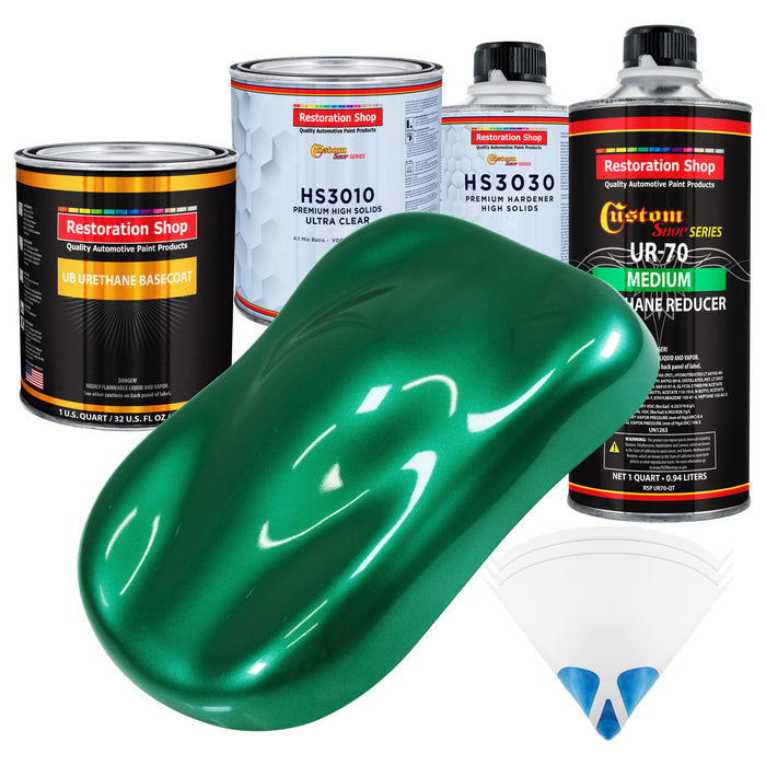 Rally Green Metallic - Urethane Basecoat with Premium Clearcoat Auto Paint - Complete Medium Quart Paint Kit - Professional Gloss Automotive Coating
