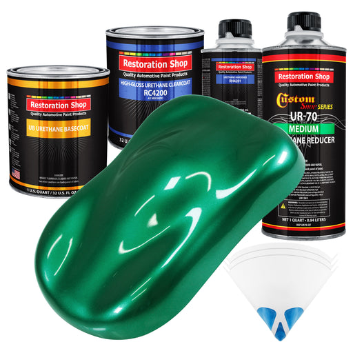 Rally Green Metallic - Urethane Basecoat with Clearcoat Auto Paint - Complete Medium Quart Paint Kit - Professional Gloss Automotive Car Truck Coating