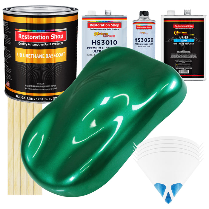 Rally Green Metallic - Urethane Basecoat with Premium Clearcoat Auto Paint (Complete Slow Gallon Paint Kit) Professional High Gloss Automotive Coating