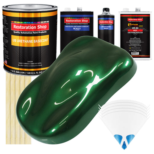 British Racing Green Metallic - Urethane Basecoat with Clearcoat Auto Paint (Complete Fast Gallon Paint Kit) Professional Automotive Car Truck Coating