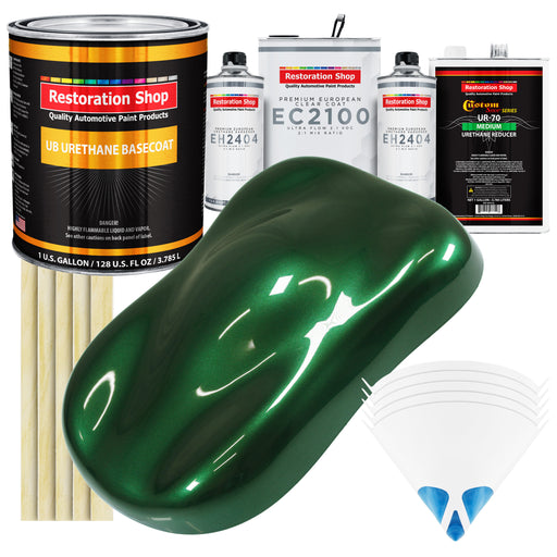 British Racing Green Metallic Urethane Basecoat with European Clearcoat Auto Paint - Complete Gallon Paint Color Kit - Automotive Refinish Coating