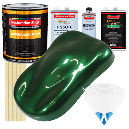 British Racing Green Metallic - Urethane Basecoat with Premium Clearcoat Auto Paint (Complete Medium Gallon Paint Kit) Professional Automotive Coating