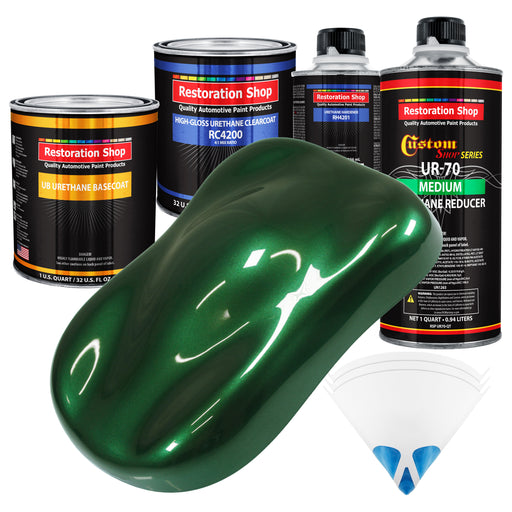 British Racing Green Metallic - Urethane Basecoat with Clearcoat Auto Paint - Complete Medium Quart Paint Kit - Professional Automotive Car Coating