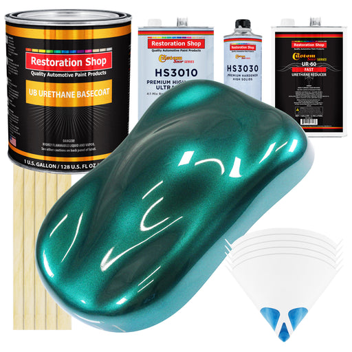 Dark Teal Metallic - Urethane Basecoat with Premium Clearcoat Auto Paint - Complete Fast Gallon Paint Kit - Professional High Gloss Automotive Coating