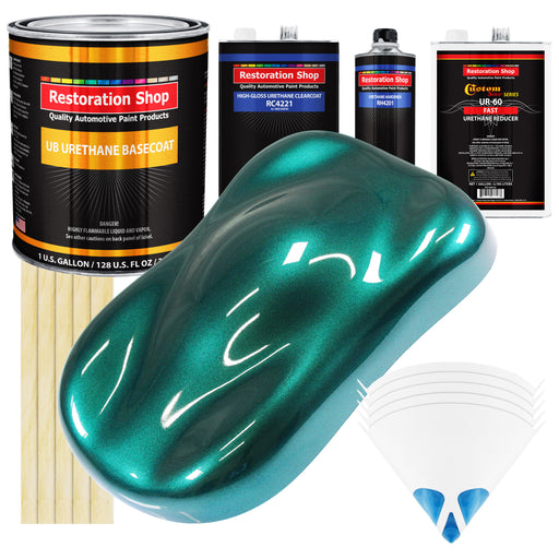 Dark Teal Metallic - Urethane Basecoat with Clearcoat Auto Paint - Complete Fast Gallon Paint Kit - Professional Gloss Automotive Car Truck Coating