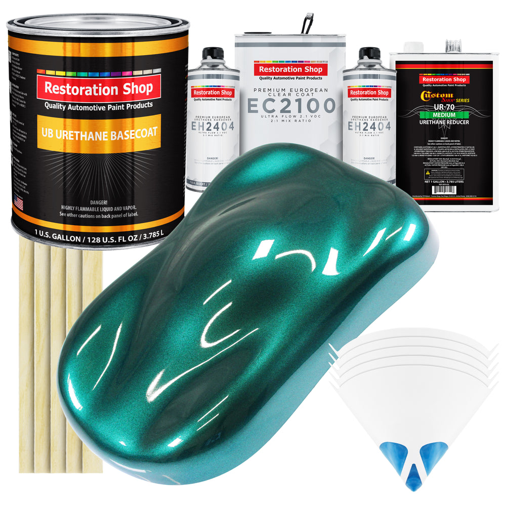 Dark Teal Metallic Urethane Basecoat with European Clearcoat Auto Paint - Complete Gallon Paint Color Kit - Automotive Refinish Coating