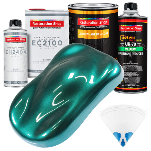 Dark Teal Metallic Urethane Basecoat with European Clearcoat Auto Paint - Complete Quart Paint Color Kit - Automotive Refinish Coating