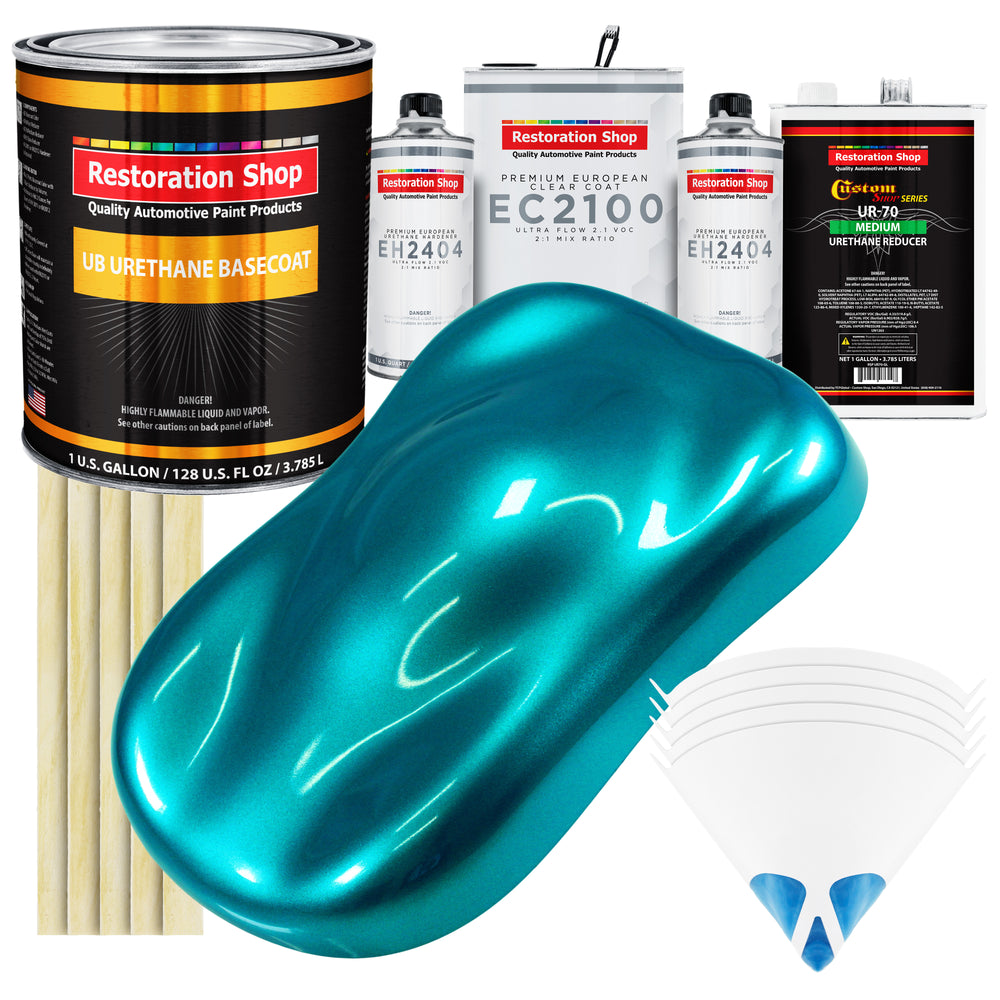 Teal Green Metallic Urethane Basecoat with European Clearcoat Auto Paint - Complete Gallon Paint Color Kit - Automotive Refinish Coating