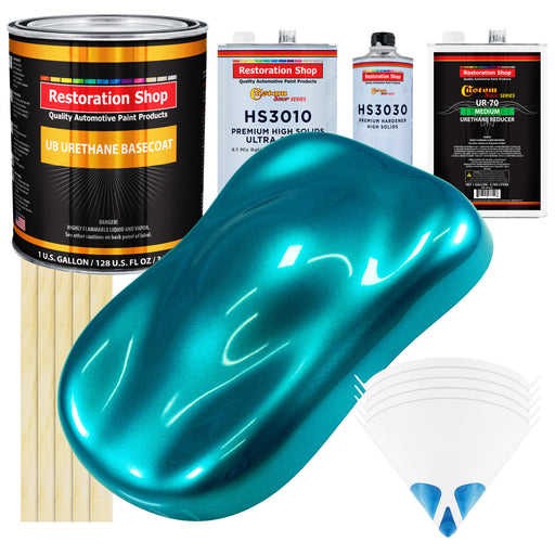 Teal Green Metallic - Urethane Basecoat with Premium Clearcoat Auto Paint - Complete Medium Gallon Paint Kit - Professional Gloss Automotive Coating