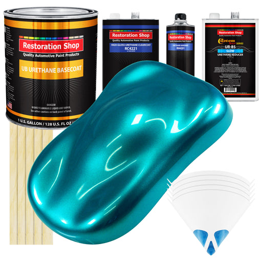 Teal Green Metallic - Urethane Basecoat with Clearcoat Auto Paint - Complete Slow Gallon Paint Kit - Professional Gloss Automotive Car Truck Coating