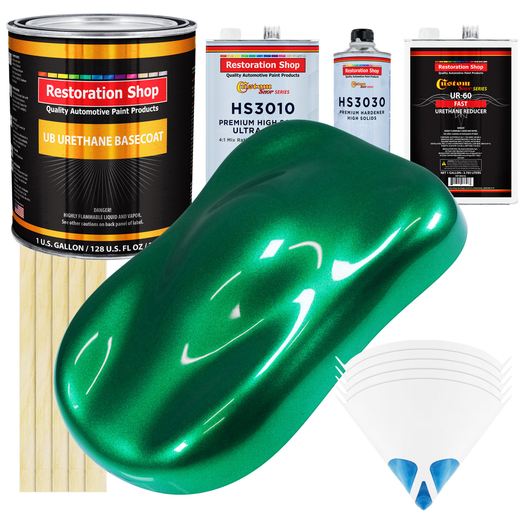 Emerald Green Metallic - Urethane Basecoat with Premium Clearcoat Auto Paint - Complete Fast Gallon Paint Kit - Professional Gloss Automotive Coating