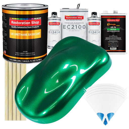 Emerald Green Metallic Urethane Basecoat with European Clearcoat Auto Paint - Complete Gallon Paint Color Kit - Automotive Refinish Coating