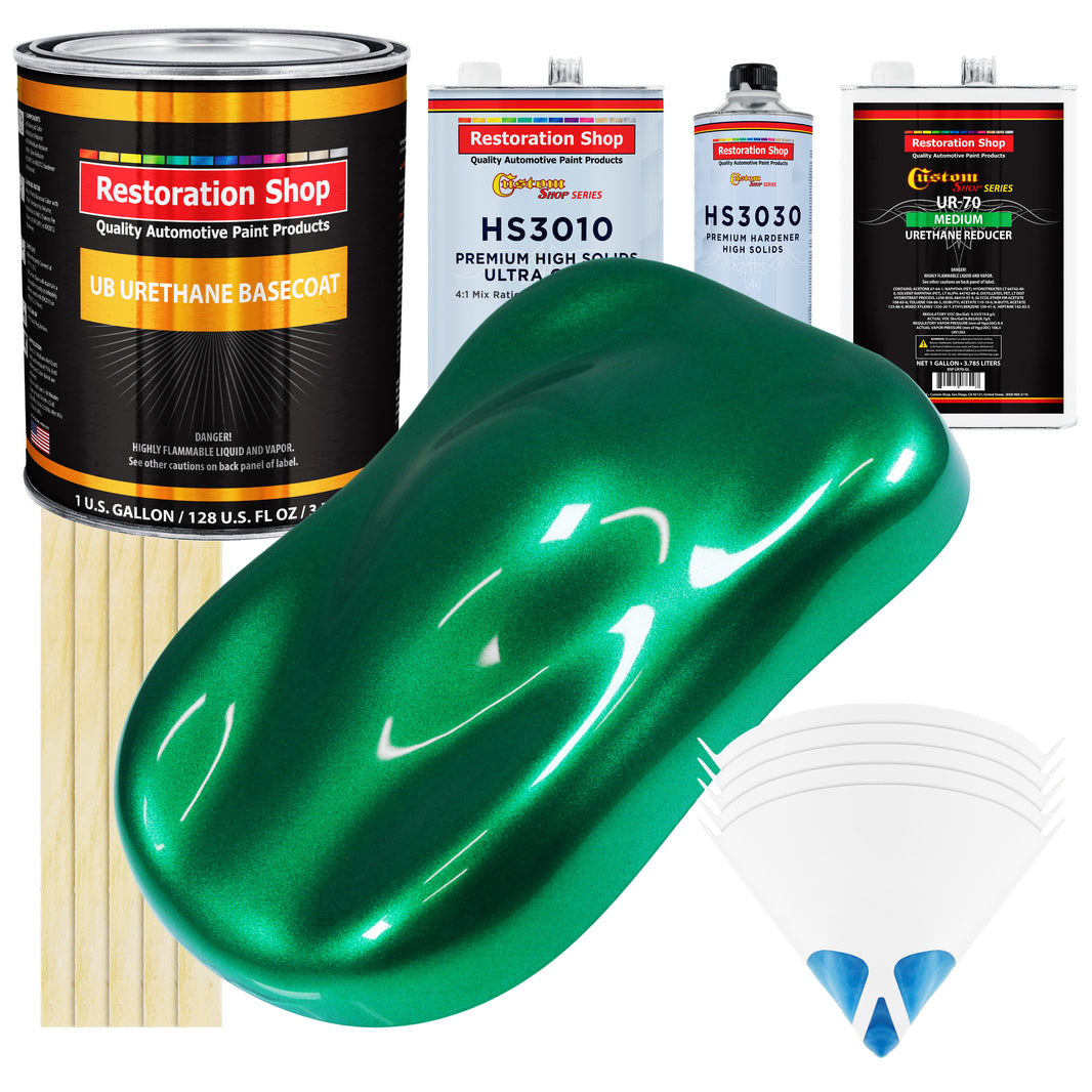 Emerald Green Metallic - Urethane Basecoat with Premium Clearcoat Auto Paint (Complete Medium Gallon Paint Kit) Professional Gloss Automotive Coating