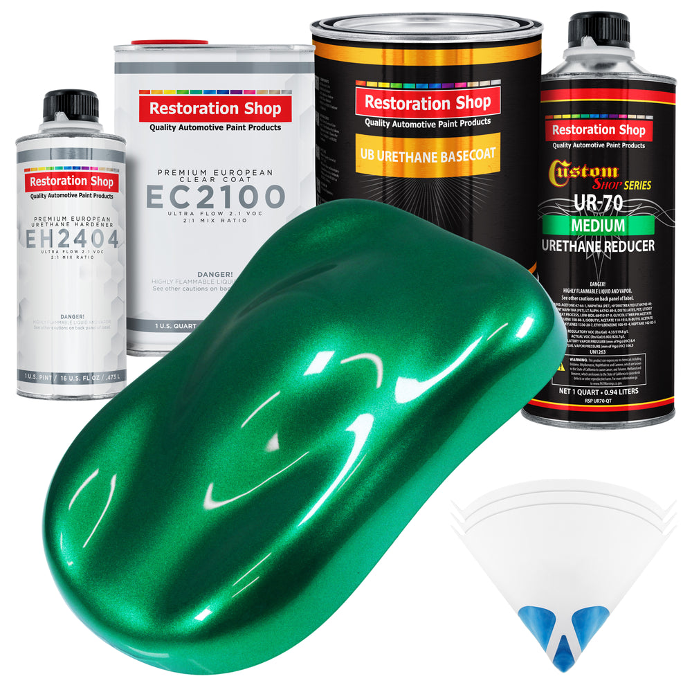 Emerald Green Metallic Urethane Basecoat with European Clearcoat Auto Paint - Complete Quart Paint Color Kit - Automotive Refinish Coating