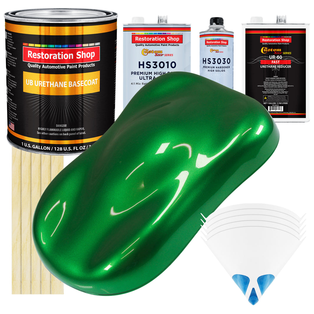 Gasser Green Metallic - Urethane Basecoat with Premium Clearcoat Auto Paint - Complete Fast Gallon Paint Kit - Professional Gloss Automotive Coating