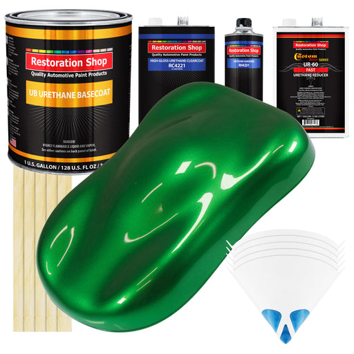 Gasser Green Metallic - Urethane Basecoat with Clearcoat Auto Paint - Complete Fast Gallon Paint Kit - Professional Gloss Automotive Car Truck Coating