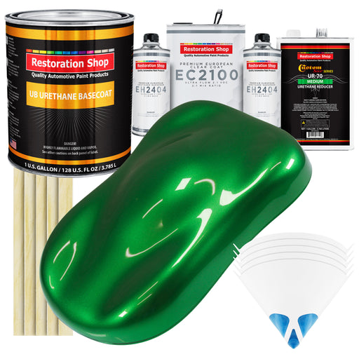 Gasser Green Metallic Urethane Basecoat with European Clearcoat Auto Paint - Complete Gallon Paint Color Kit - Automotive Refinish Coating