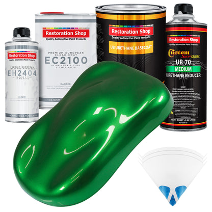 Gasser Green Metallic Urethane Basecoat with European Clearcoat Auto Paint - Complete Quart Paint Color Kit - Automotive Refinish Coating