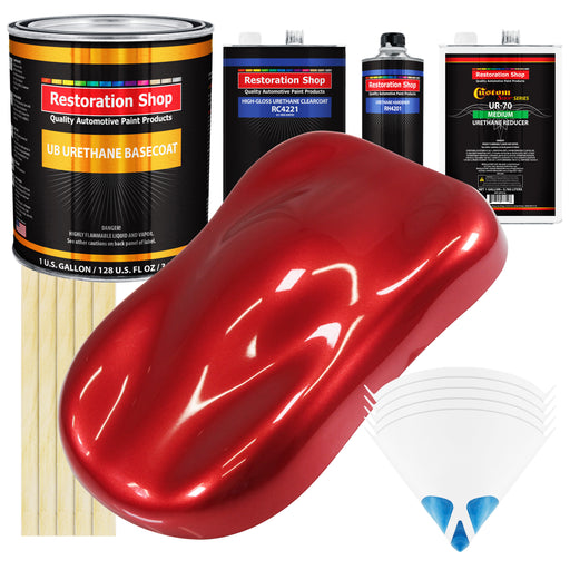 Firethorn Red Pearl - Urethane Basecoat with Clearcoat Auto Paint - Complete Medium Gallon Paint Kit - Professional Gloss Automotive Car Truck Coating