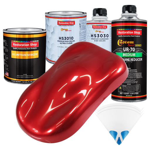 Firethorn Red Pearl - Urethane Basecoat with Premium Clearcoat Auto Paint (Complete Medium Quart Paint Kit) Professional High Gloss Automotive Coating