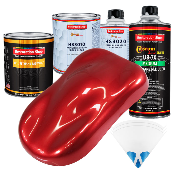 Firethorn Red Pearl - Urethane Basecoat with Premium Clearcoat Auto Paint (Complete Medium Quart Paint Kit) Professional High Gloss Automotive Coating