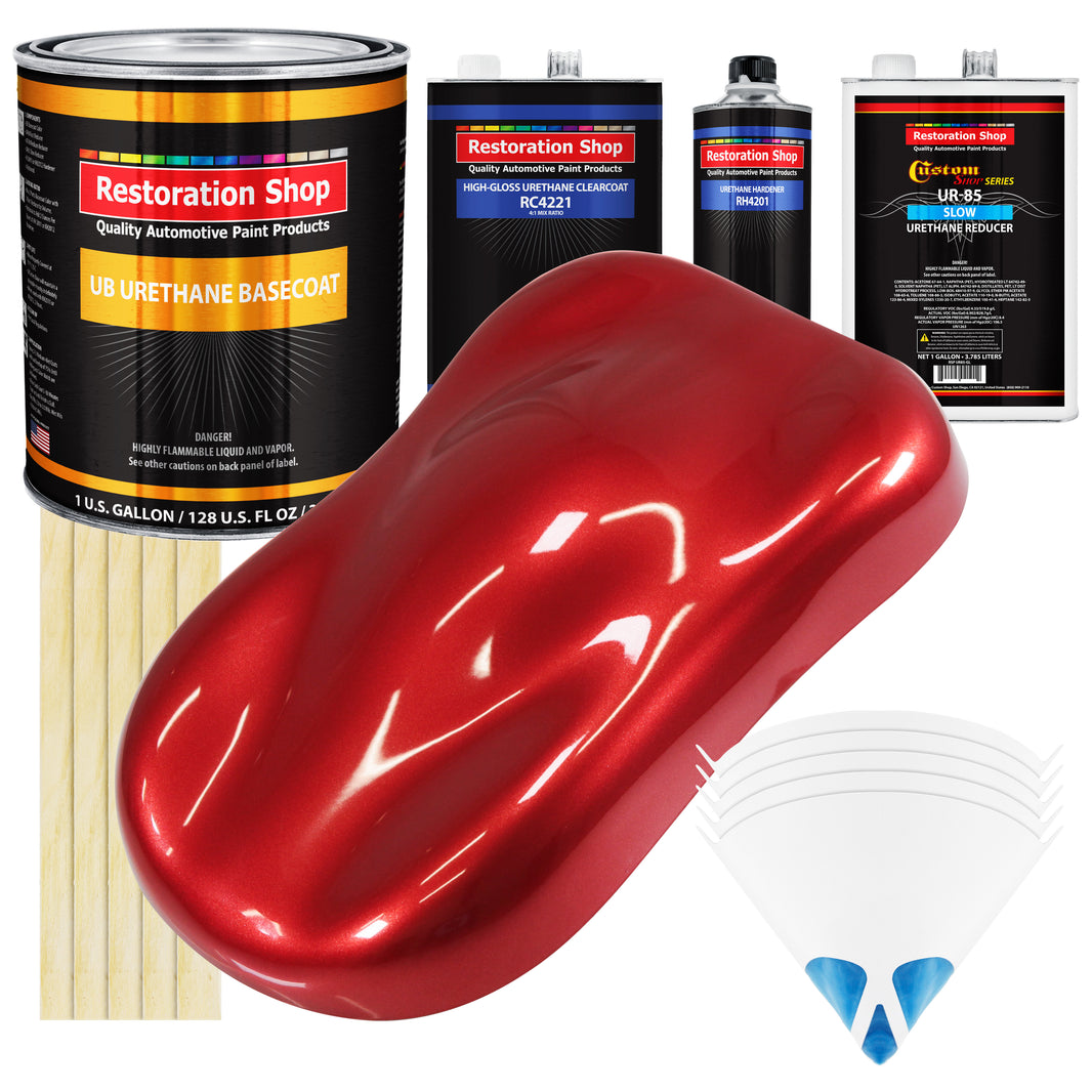 Firethorn Red Pearl - Urethane Basecoat with Clearcoat Auto Paint - Complete Slow Gallon Paint Kit - Professional Gloss Automotive Car Truck Coating