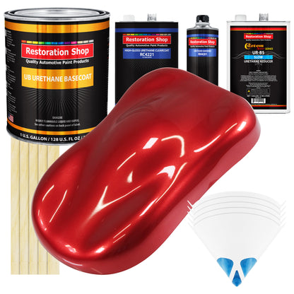 Firethorn Red Pearl - Urethane Basecoat with Clearcoat Auto Paint - Complete Slow Gallon Paint Kit - Professional Gloss Automotive Car Truck Coating