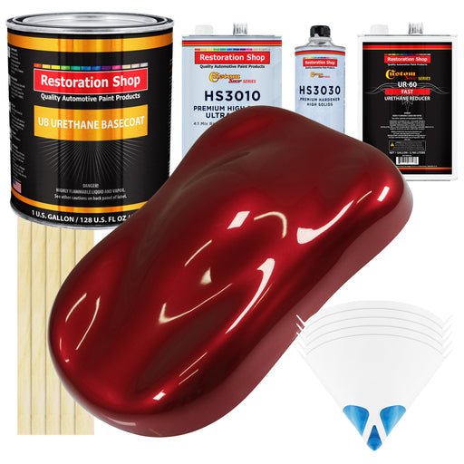 Fire Red Pearl - Urethane Basecoat with Premium Clearcoat Auto Paint - Complete Fast Gallon Paint Kit - Professional High Gloss Automotive Coating